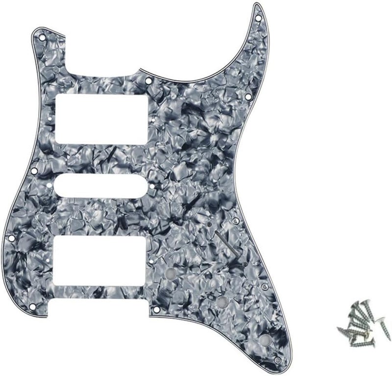 ROZILO Strat HSH Pickguard Pick Guard Scratch Plate with Screws for American/Mexican Standard Strat Modern Style Guitar Replacement Grey Pearl - Image 1